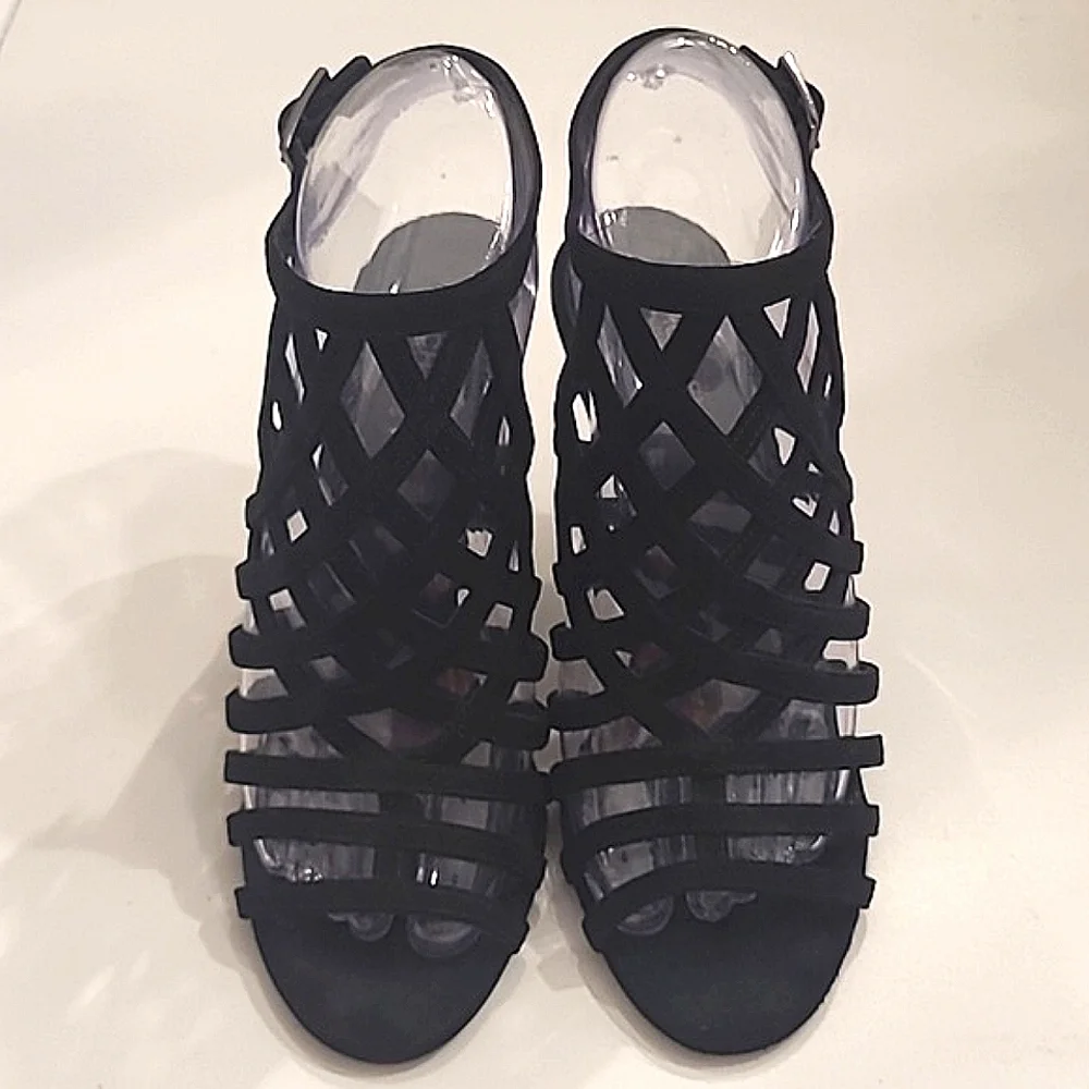 Michael Kors Trinity Ankle Strap Cage Sandal Suede Stiletto Slingback High Heel